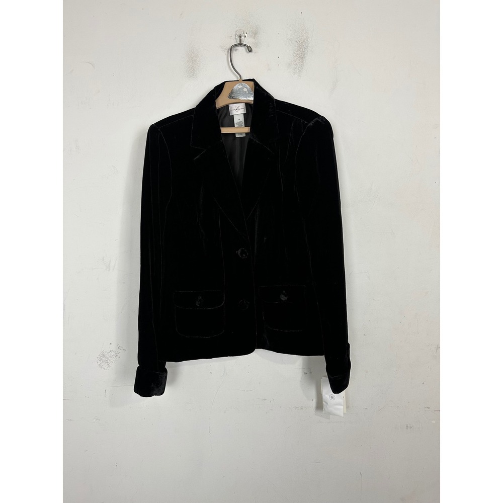 Emma James Black Velvet Blazer Jacket Size 16 NWT EJM U9068